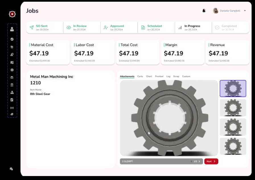 Efficient production planning dashboard